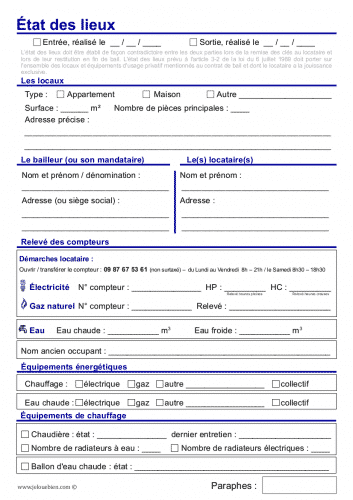 Model etat des lieux location