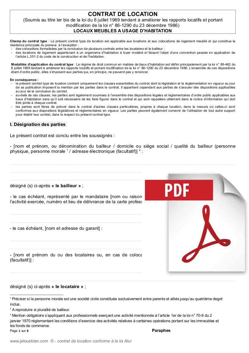Contrat De Location Meuble - Teenzstore
