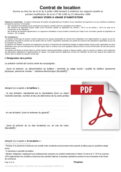 Modele De Contrat De Location A Titre Gratuit