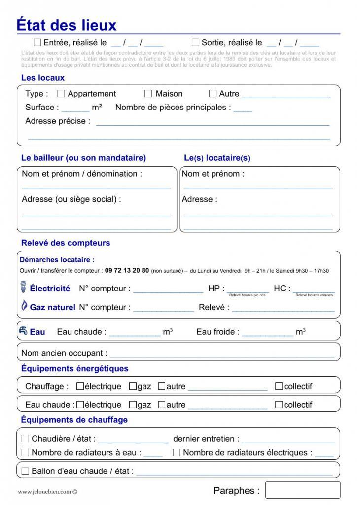 Etat Des Lieux Gratuit Jelouebien Pdf Word Modele 2022 Loi Alur Elan