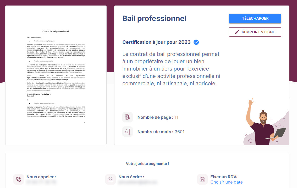 Bail professionnel en ligne