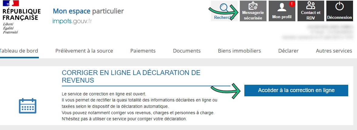 corriger déclaration d'impôt